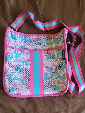 Simply Southern Pink & Teal Flamingo Crossbody Bag